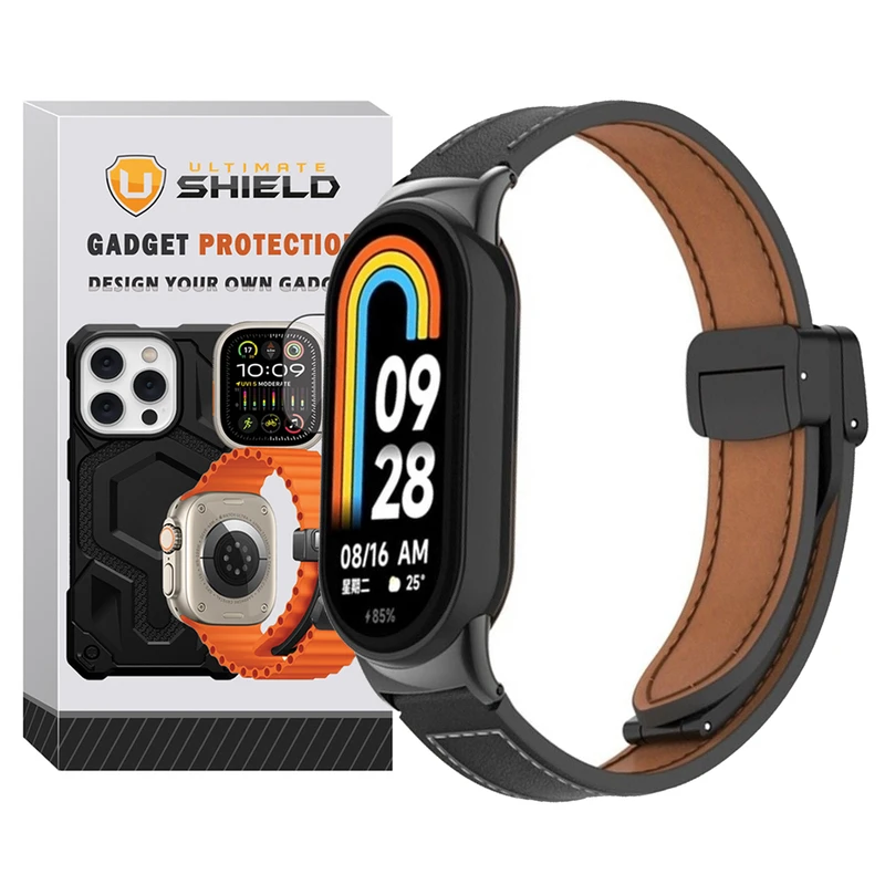 بند آلتیمیت شیلد مدل Leather MGN مناسب برای ساعت هوشمند شیائومی  Mi Band 8 12mm
