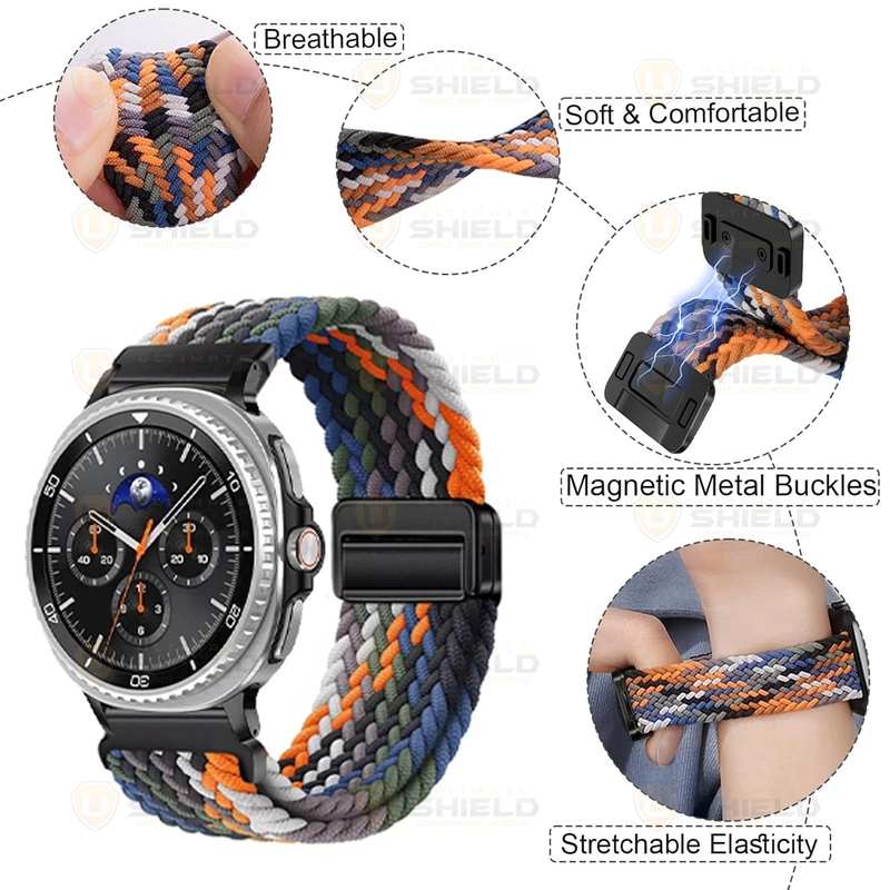 بند آلتیمیت شیلد مدل Braided Magsolo NV8 مناسب برای ساعت هوشمند سامسونگ Galaxy Watch 8 40mm / Galaxy Watch 8 44mm / Galaxy Watch 8 Classic 46mm