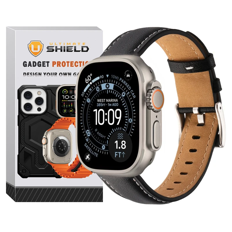 بند آلتیمیت شیلد مدل Leather SM SL مناسب برای اپل واچ 49 میلی متری سری Ultra / Ultra 2 / Ultra 3