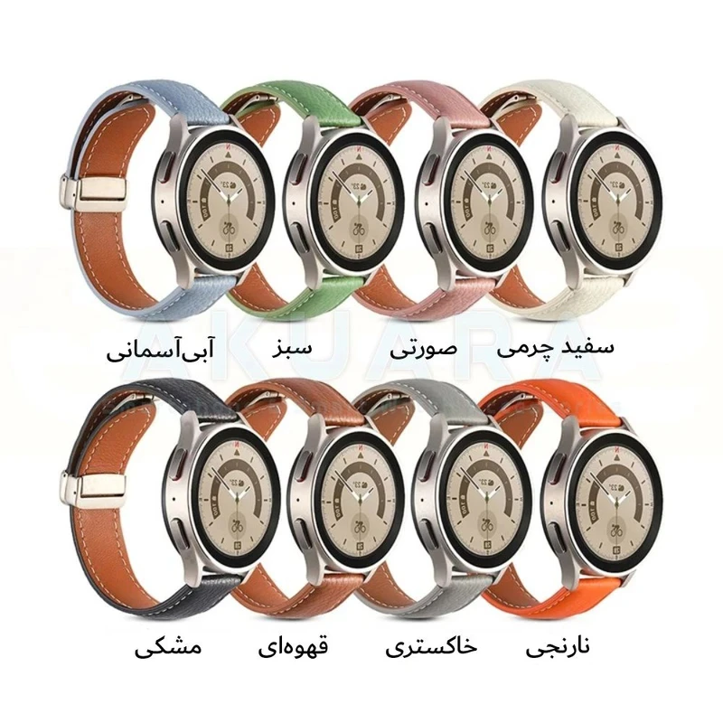 بند ساعت آکوآرا مدل Magnetic Leather AK مناسب برای ساعت هوشمند شیائومی Redmi Watch 5 Active / Redmi Watch 5 Lite سایز 22mm