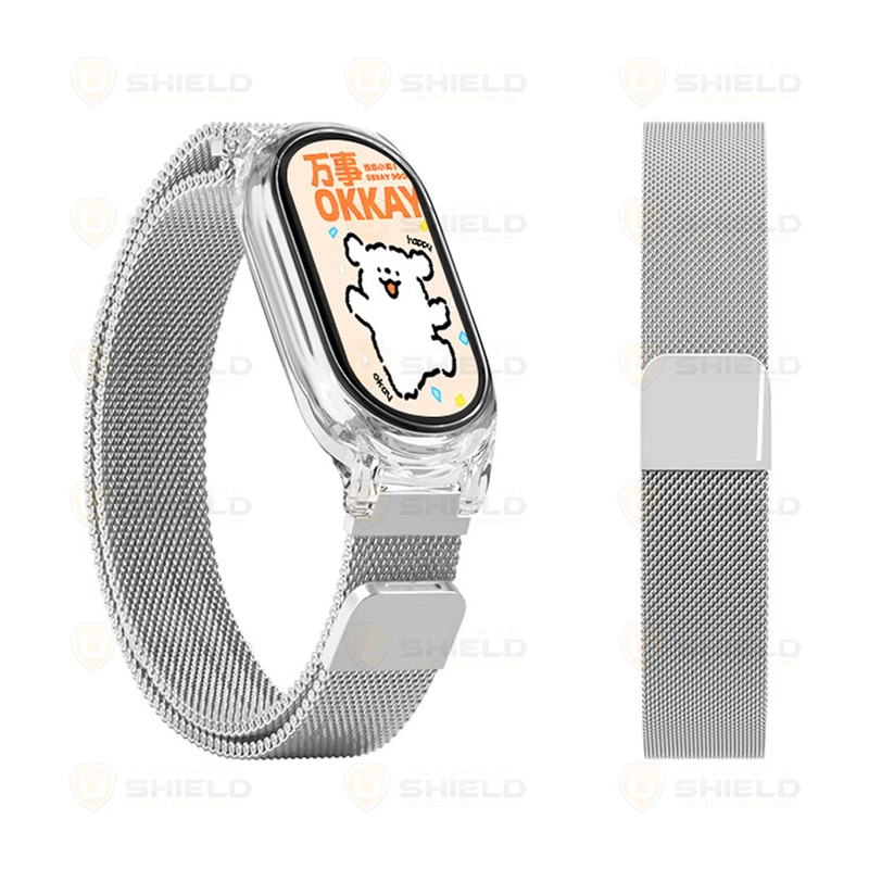 بند آلتیمیت شیلد مدل Milanese Set مناسب برای ساعت هوشمند شیائومی Mi Band 8 12mm به همراه کاور
