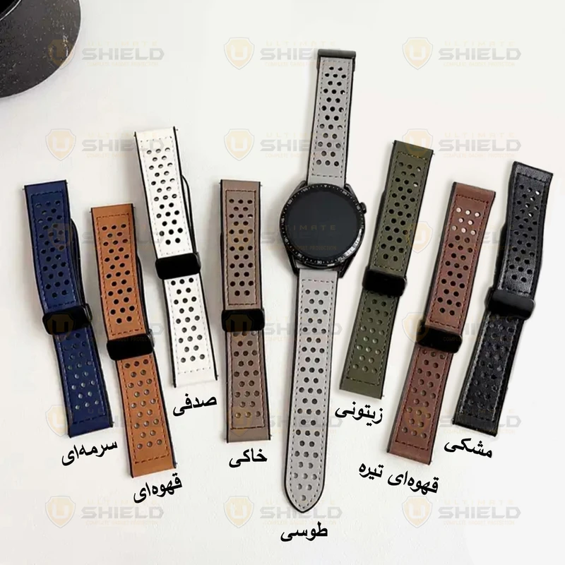 بند آلتیمیت شیلد مدل Dot Leather Magnet TW مناسب برای ساعت هوشمند گلوریمی GX Sport 22mm