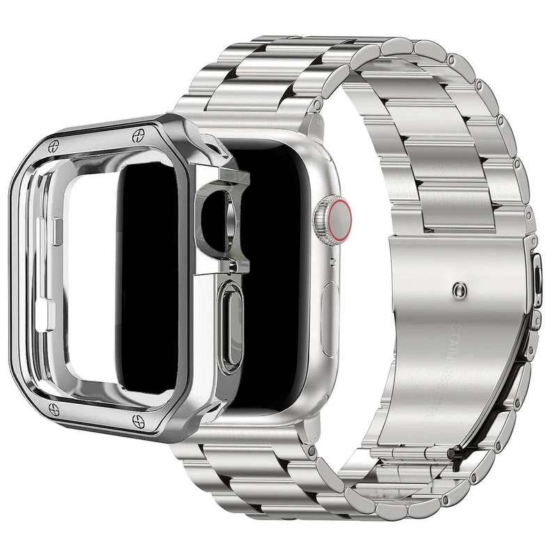 بند هاپلایت مدل 3Bead LUX HL مناسب برای اپل واچ Series SE 2022 Aluminum Case 40mm / SE 2021 Aluminum Case 40mm / Series 5 40mm / Series 6 40mm / Series 4 40mm به همراه کاور