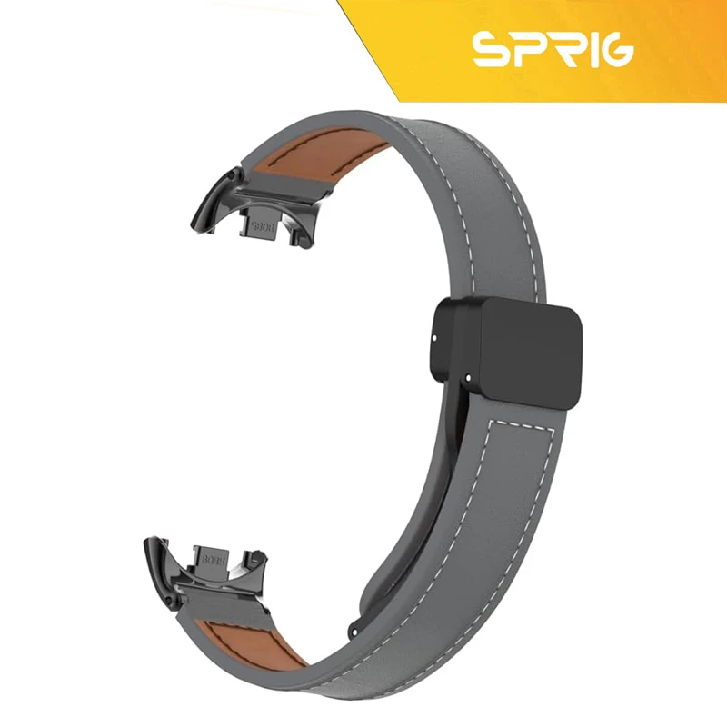 بند اسپریگ مدل Leather Magnet GU مناسب برای ساعت هوشمند شیائومی Mi band 8 12mm به همراه کاور