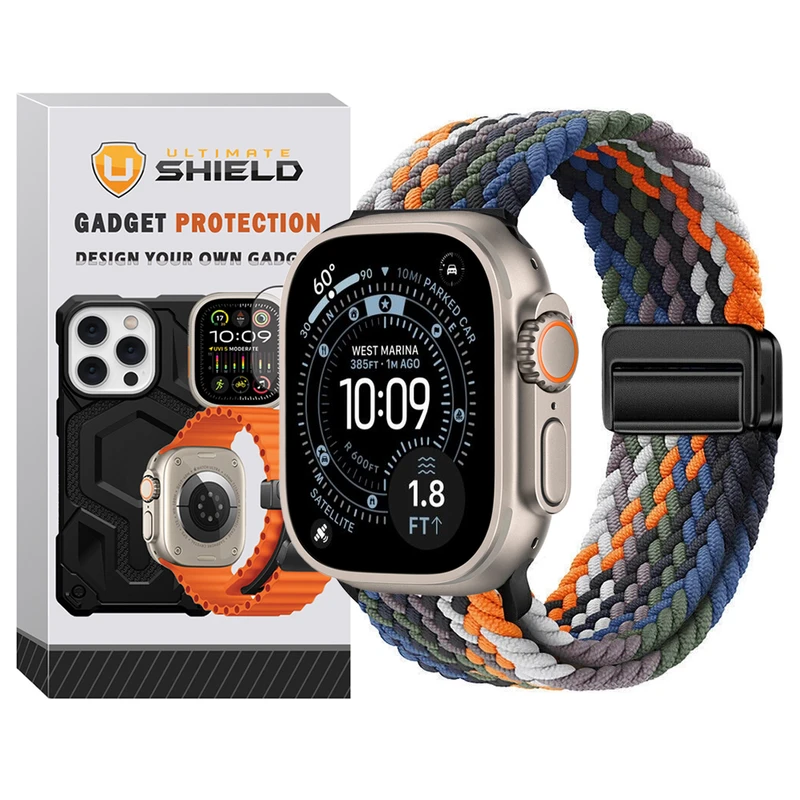 بند آلتیمیت شیلد مدل Braided Magsolo Mix مناسب برای اپل واچ 49 میلی متری سری Ultra / Ultra 2 / Ultra 3