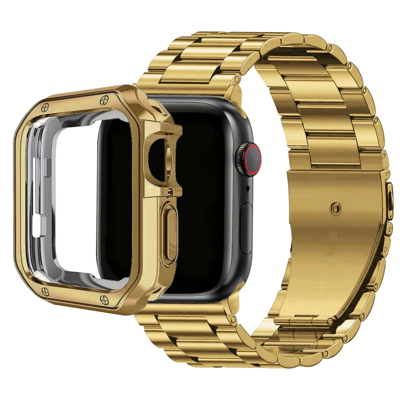بند هاپلایت مدل 3Bead LUX HL مناسب برای اپل واچ Series SE 2022 Aluminum Case 40mm / SE 2021 Aluminum Case 40mm / Series 5 40mm / Series 6 40mm / Series 4 40mm به همراه کاور