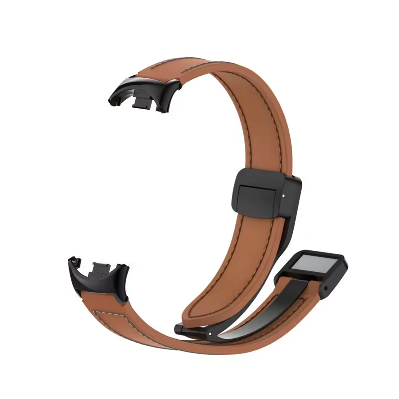 بند آکوآرا مدل Magnetic Leather مناسب برای مچ‌بند هوشمند شیائومی Mi Band 8/9/10