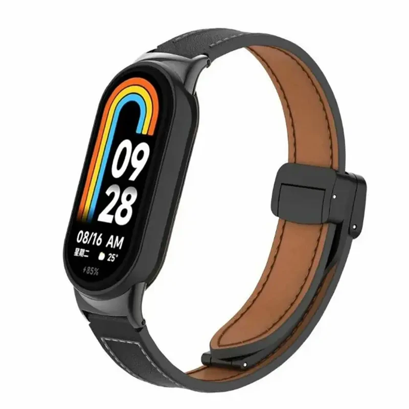 بند آکوآرا مدل Magnetic Leather مناسب برای مچ‌بند هوشمند شیائومی Mi Band 8/9/10