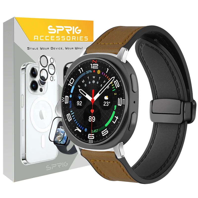 بند اسپریگ مدل Magnetic Soft Leather W8 مناسب برای ساعت هوشمند سامسونگ Galaxy Watch 8 40mm / 8 44mm
