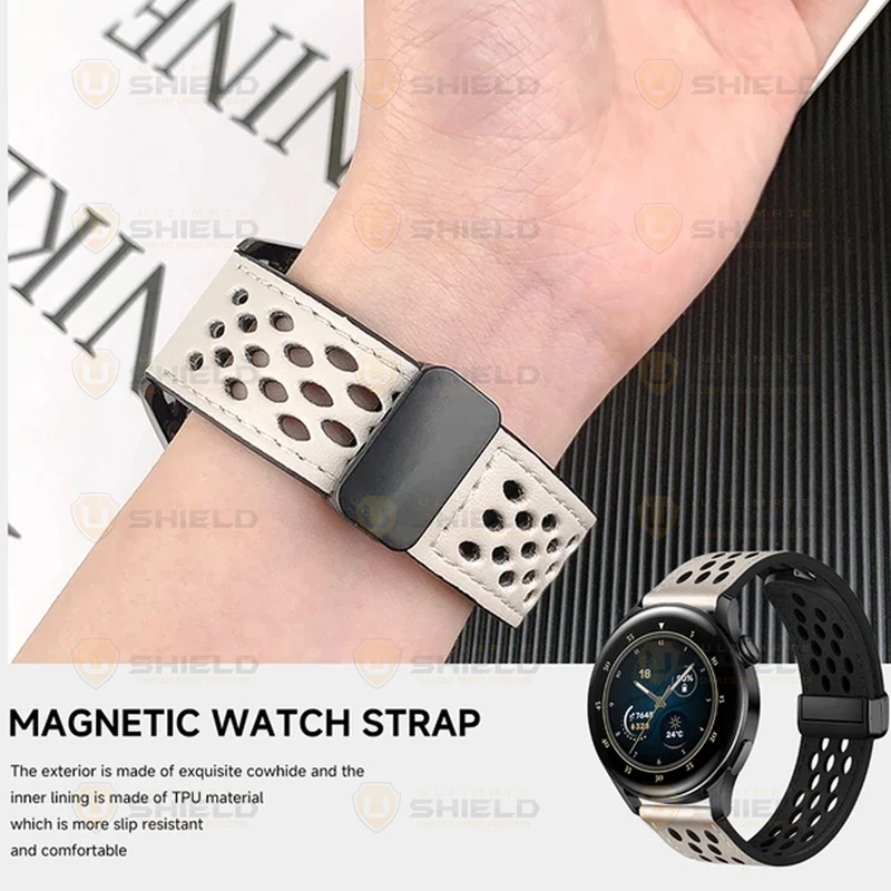 بند آلتیمیت شیلد مدل Dot Leather Magnet TW مناسب برای ساعت هوشمند گلوریمی GX Sport 22mm