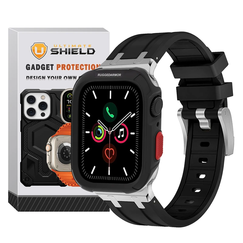 بند آلتیمیت شیلد مدل Stylish Rugged مناسب برای اپل واچ 44/45 میلی متری سری 4/5/6/7/SE به همراه کاور