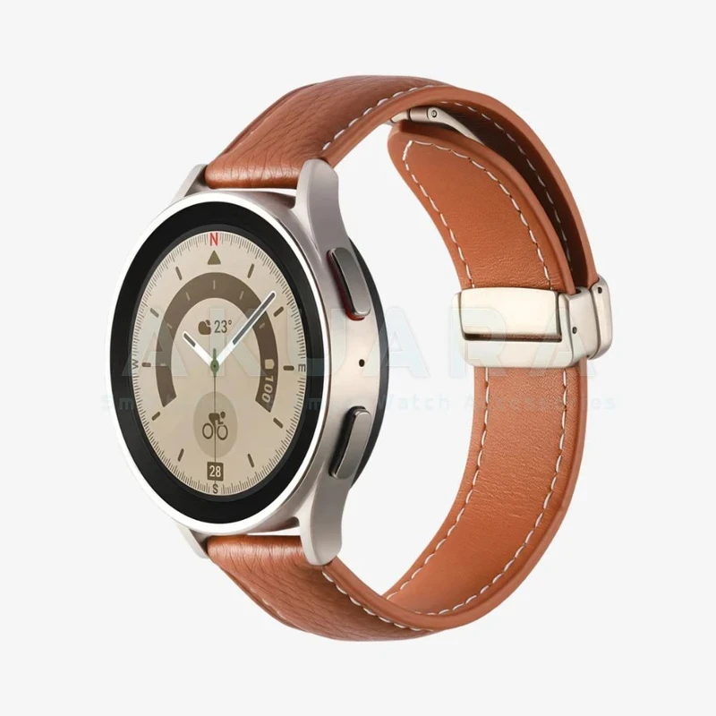 بند ساعت آکوآرا مدل Magnetic Leather AK مناسب برای ساعت هوشمند گلوریمی M2 Max LTD سایز 22mm