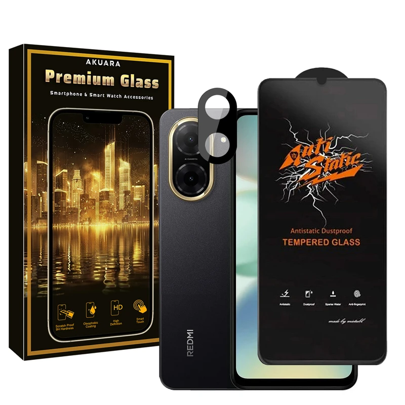 محافظ صفحه نمایش آکوآرا مدل PremiumAntis-3D مناسب برای گوشی موبایل شیائومی Redmi A5 به همراه محافظ لنز دوربین