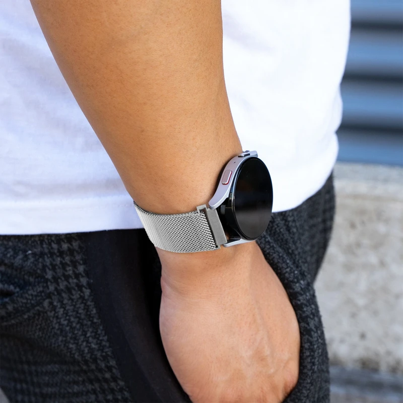 بند پلاس مدل Milanese PL مناسب برای ساعت هوشمند سامسونگ Galaxy Watch 4/5/6/7/FE سایز 40/43/44/46/47 میلی متری