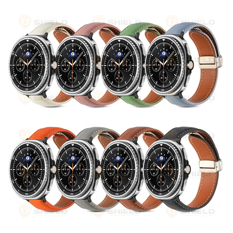 بند آلتیمیت شیلد مدل Leather Mag NV8 BK مناسب برای ساعت هوشمند سامسونگ Galaxy Watch 8 40mm / Galaxy Watch 8 44mm / Galaxy Watch 8 Classic 46mm
