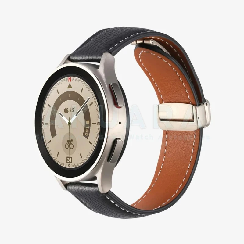 بند ساعت آکوآرا مدل Magnetic Leather AK مناسب برای ساعت هوشمند میبرو لایت 2 / لایت 3 / لایت 3 پرو سایز 22mm