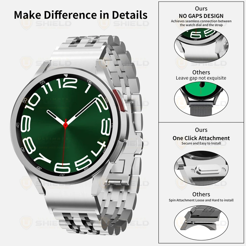 بند آلتیمیت شیلد مدل 7Row SLV 2C BTN مناسب برای ساعت هوشمند سامسونگ Galaxy Watch 7 40mm / 7 44mm