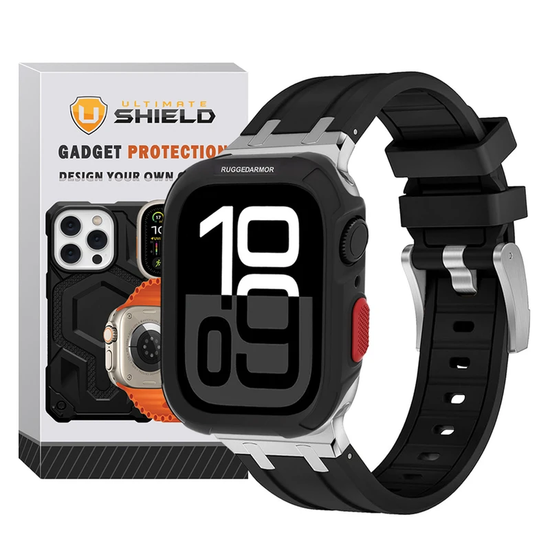 بند آلتیمیت شیلد مدل Stylish Rugged مناسب برای اپل واچ 46 میلی متری سری 10 به همراه کاور