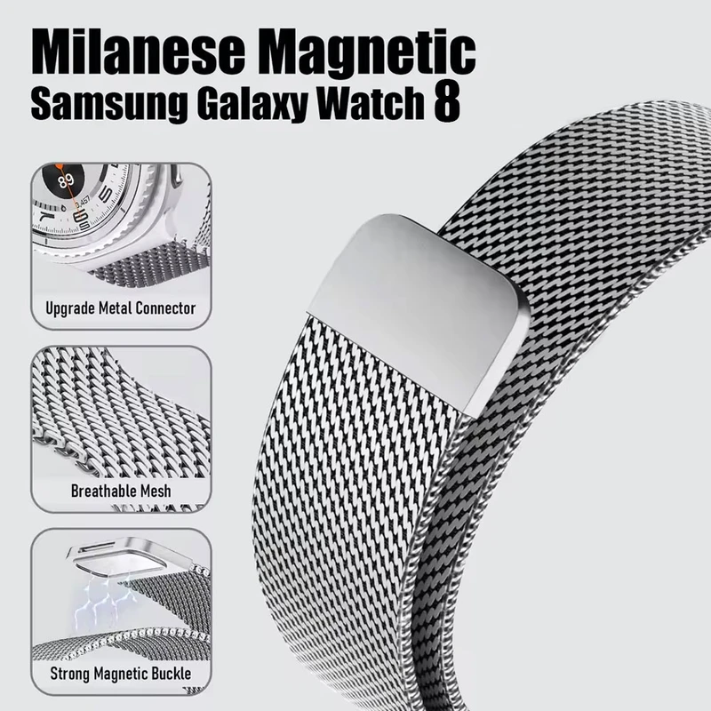 بند آکوآرا مدل Milanese مناسب برای ساعت هوشمند سامسونگ Galaxy Watch 8 40mm/44mm/Classic 46mm