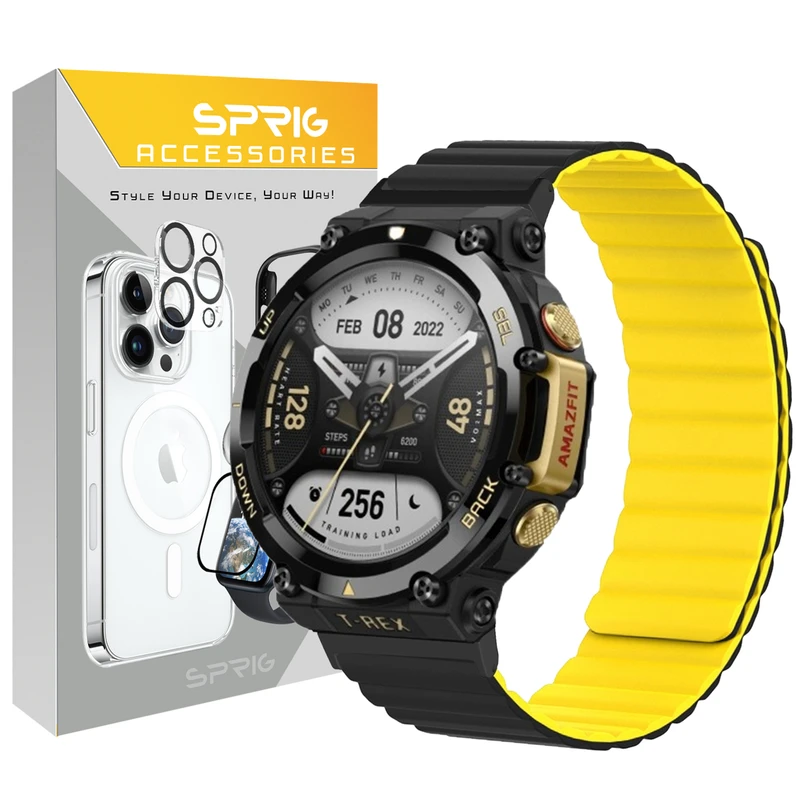 بند اسپریگ مدل Sic Magnetic Link BK مناسب برای ساعت هوشمند ساعت هوشمند امیزفیت Trex 2 47mm