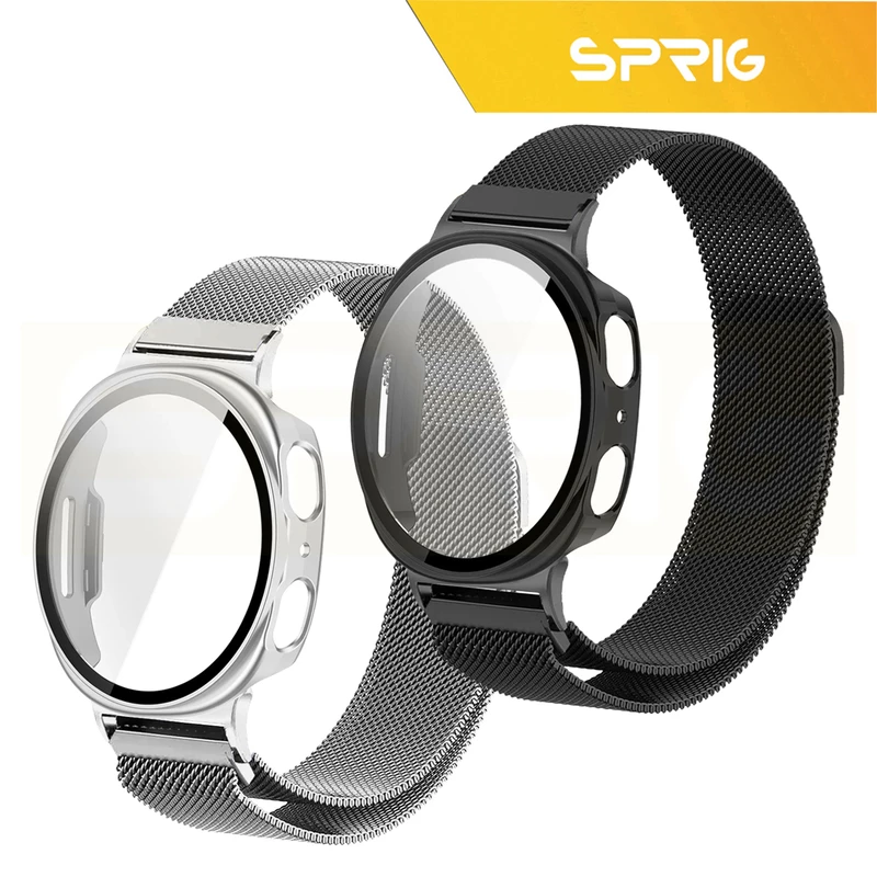 بند اسپریگ مدل Milanese GuardGS مناسب برای ساعت هوشمند سامسونگ Galaxy Watch 8 44mm به همراه کاور