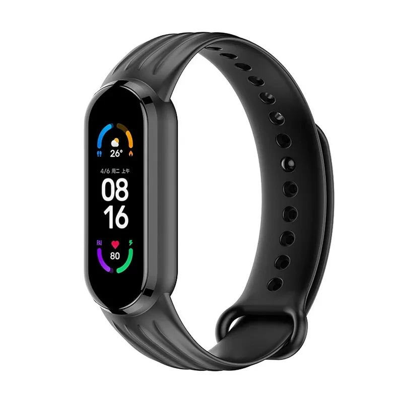 بند هاپلایت مدل Stripy Silicone HL مناسب برای ساعت هوشمند شیائومی Mi band 5/6/7