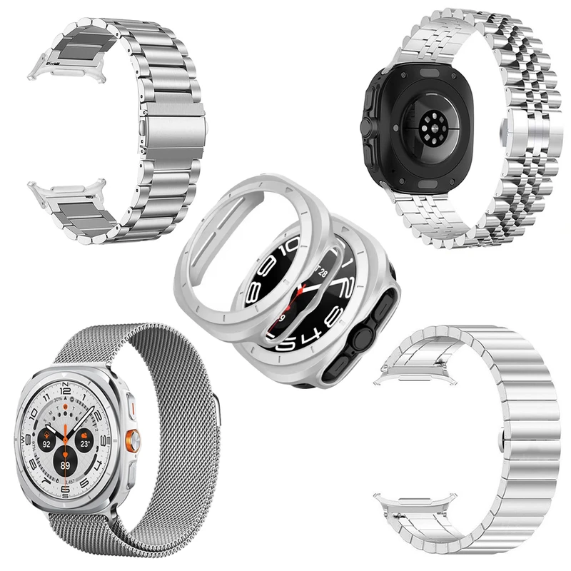 بند ساعت آکوآرا مدل Stahl Set مناسب برای ساعت هوشمند سامسونگ Galaxy Watch 7 Ultra 47mm به همراه کاور مجموعه 5 عددی