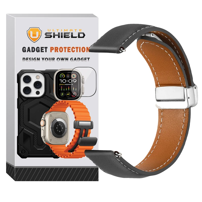 بند آلتیمیت شیلد مدل MAG Leather TW مناسب برای ساعت هوشمند ریولینک 4Plus 46mm