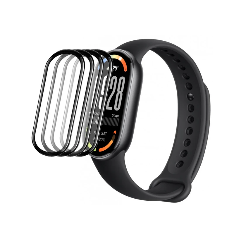 محافظ صفحه نمایش آکوآرا مدل PMMA مناسب برای ساعت هوشمند شیائومی Mi Band 10 بسته چهار عددی