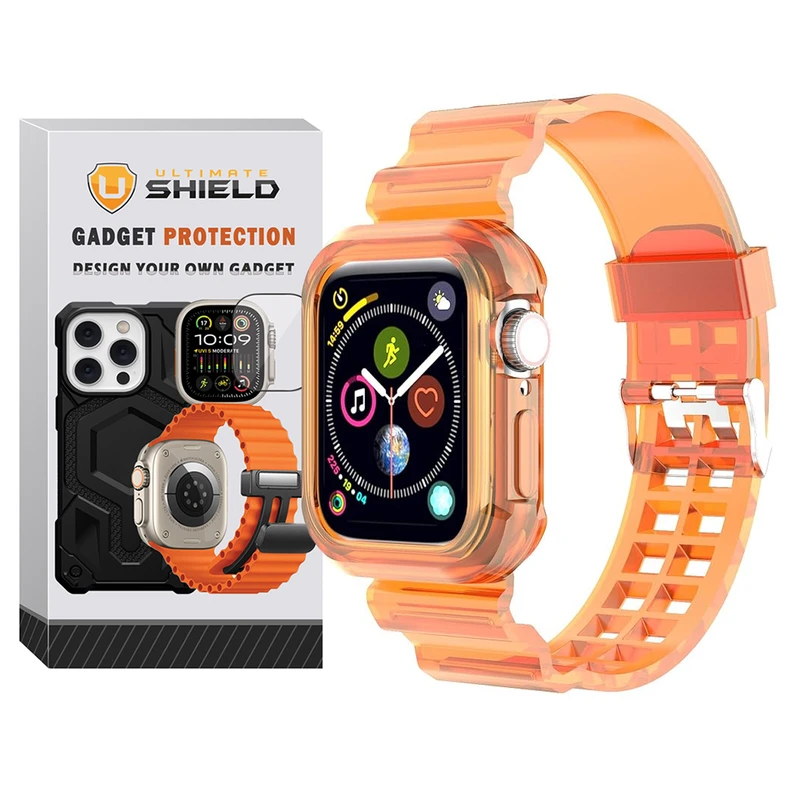 بند آلتیمیت شیلد مدل Transparent Shock مناسب برای اپل واچ 38 mm سری 1/2/3 به همراه کاور