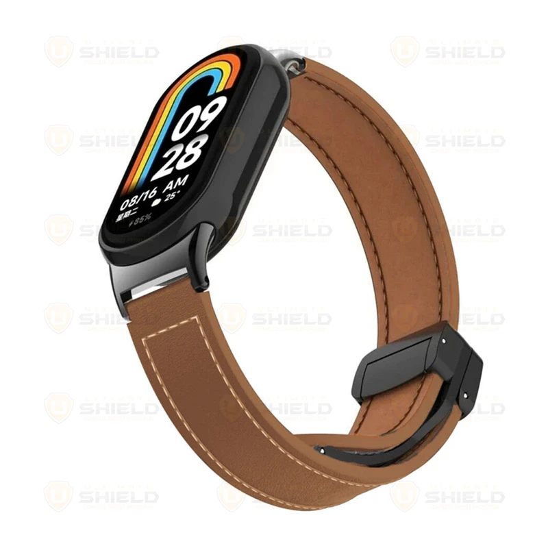 بند آلتیمیت شیلد مدل Leather MGN مناسب برای ساعت هوشمند شیائومی  Mi Band 8 12mm