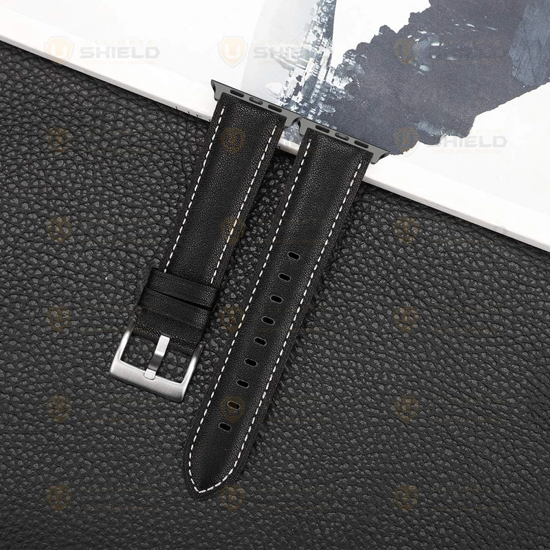 بند آلتیمیت شیلد مدل Leather SM BK مناسب برای اپل واچ 45 میلی متری سری 8