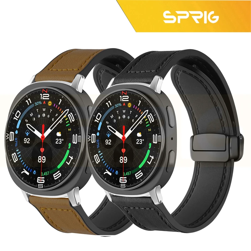 بند اسپریگ مدل Magnetic Soft Leather W8 مناسب برای ساعت هوشمند سامسونگ Galaxy Watch 8 Classic 46mm