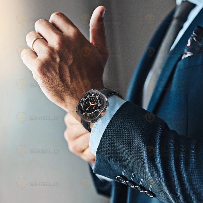 بند آلتیمیت شیلد مدل Leather SM BK مناسب برای ساعت هوشمند سامسونگ Galaxy Watch 7 Ultra 47mm