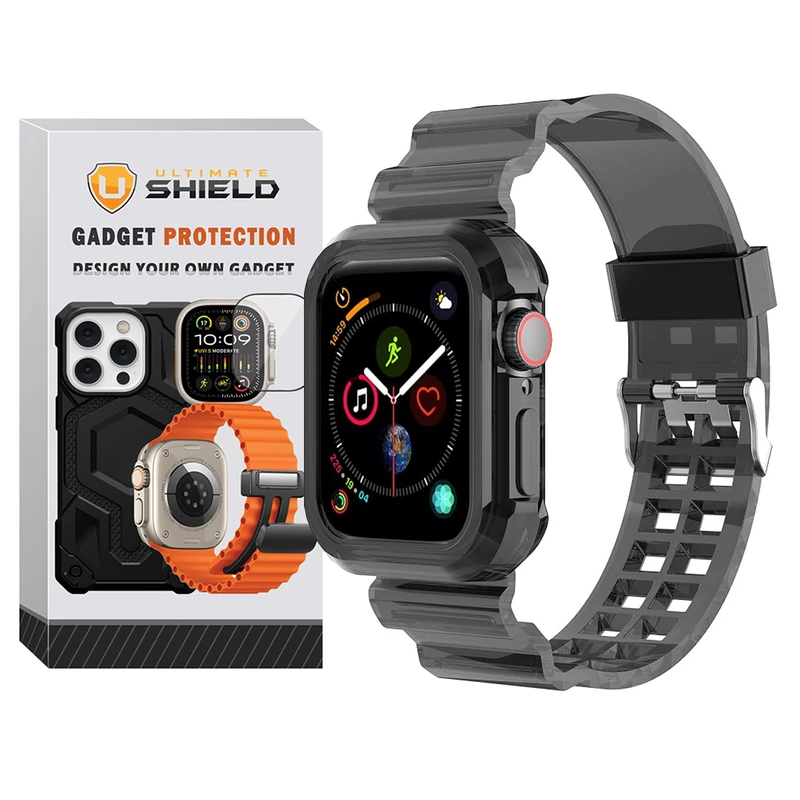 بند آلتیمیت شیلد مدل Transparent Shock مناسب برای اپل واچ 42 mm سری 1 به همراه کاور