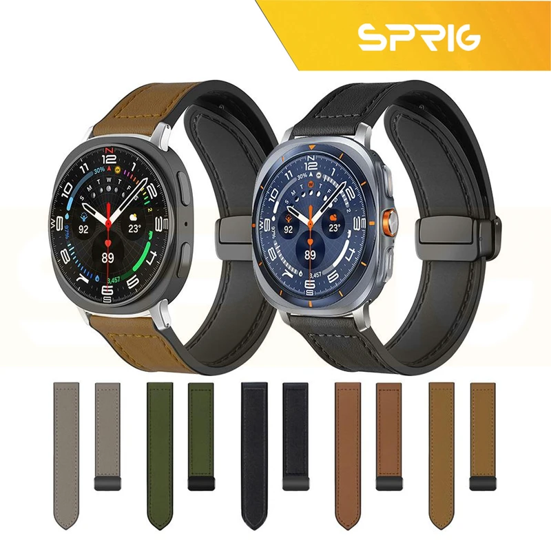بند اسپریگ مدل Magnetic Soft Leather W8 مناسب برای ساعت هوشمند سامسونگ Galaxy Watch 8 Classic 46mm