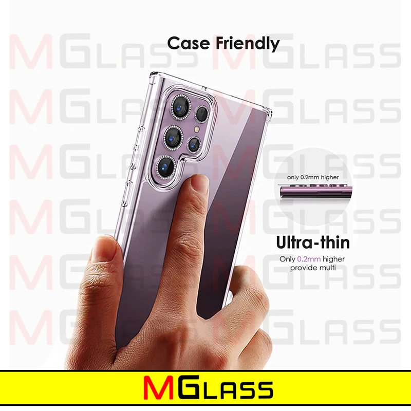 محافظ لنز دوربین ام‌گلس مدل Diamond Metal Ring مناسب برای گوشی موبایل سامسونگ Galaxy S22 Ultra