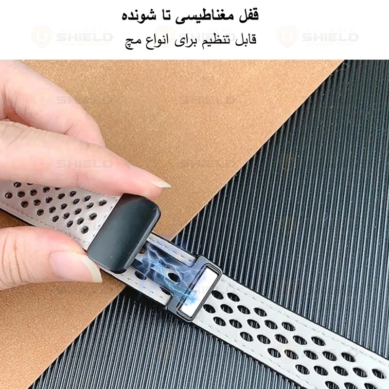 بند آلتیمیت شیلد مدل Dot Leather Mag BTN BK مناسب برای ساعت هوشمند سامسونگ Galaxy Watch 7 44mm