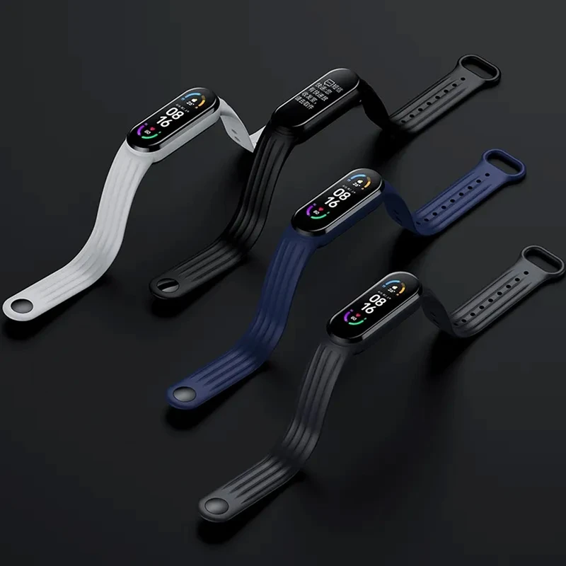 بند هاپلایت مدل Stripy Silicone HL مناسب برای ساعت هوشمند شیائومی Mi band 3/4/5/6/7