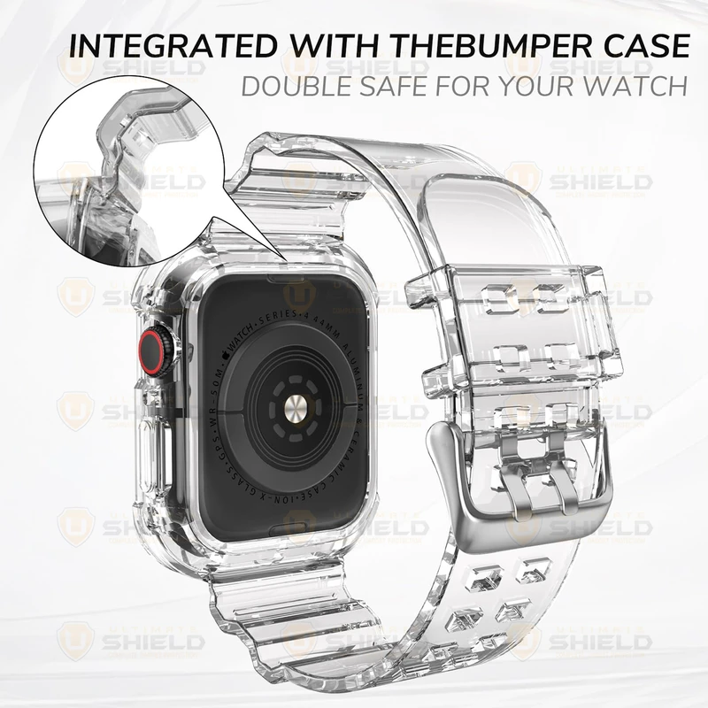 بند آلتیمیت شیلد مدل Transparent Shock مناسب برای اپل واچ 38 mm سری 1 به همراه کاور