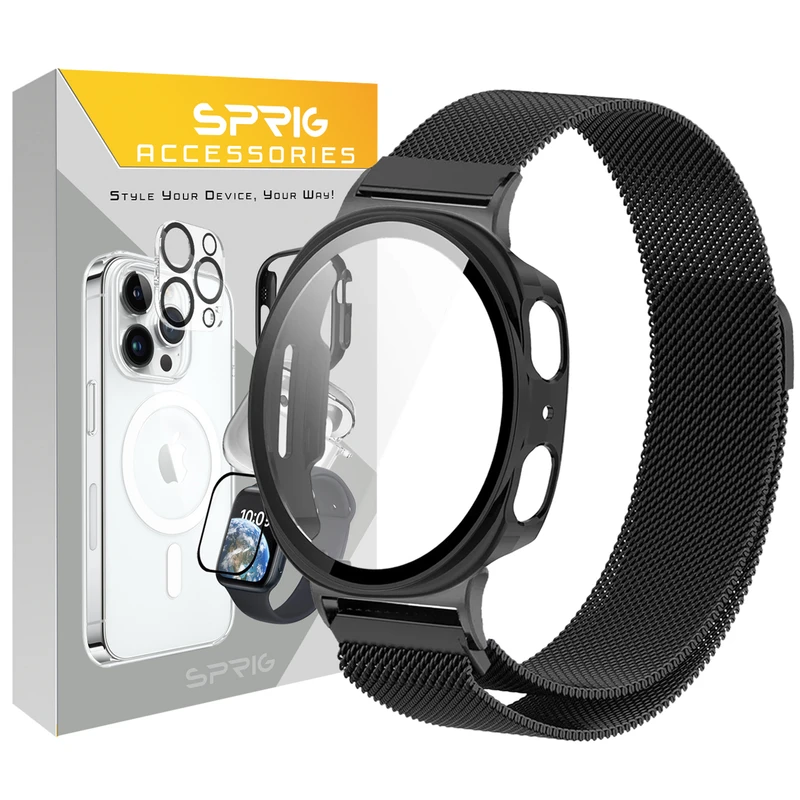 بند اسپریگ مدل Milanese GuardGS مناسب برای ساعت هوشمند سامسونگ Galaxy Watch 8 44mm به همراه کاور