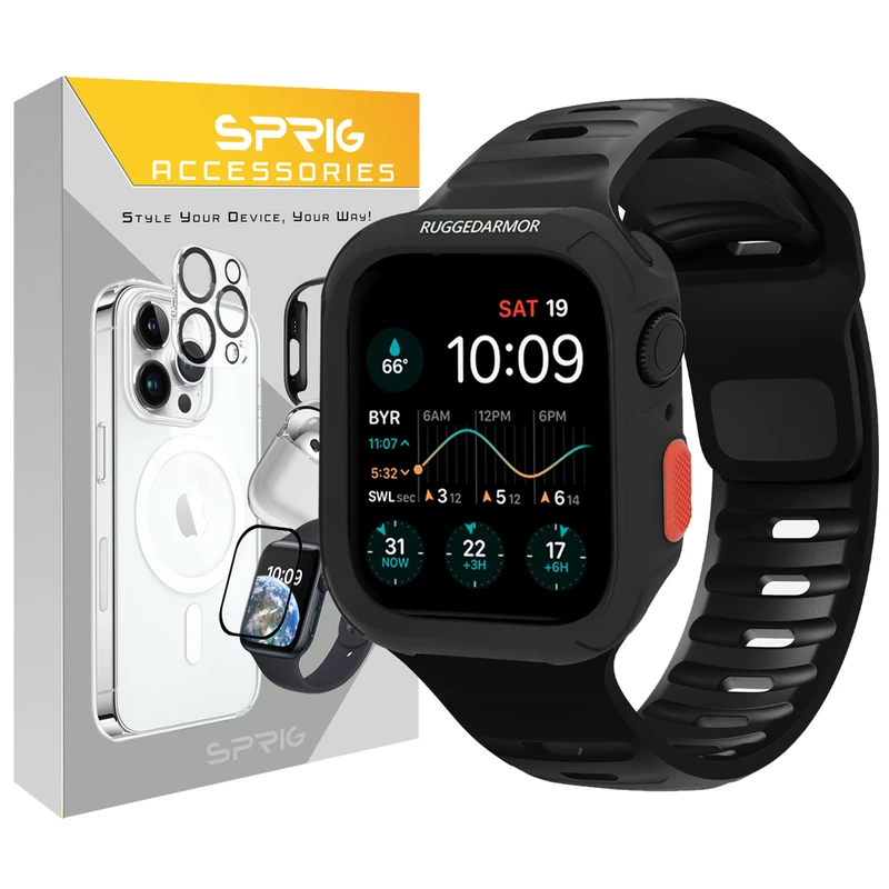 بند اسپریگ مدل Spig Rugged Armor مناسب برای اپل واچ سری 4/5/6/Se سایز 44 mm به همراه کاور