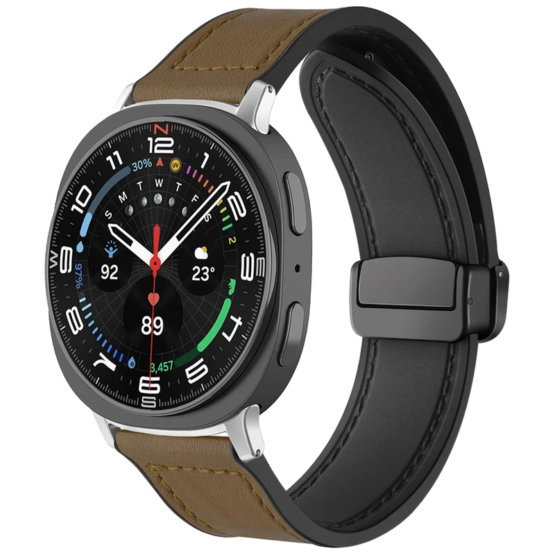 بند اسپریگ مدل Magnetic Soft Leather W8 مناسب برای ساعت هوشمند سامسونگ Galaxy Watch 8 40mm / 8 44mm