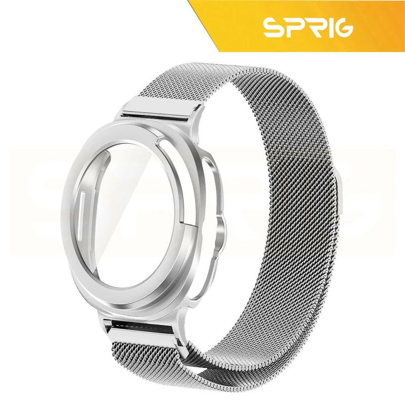بند اسپریگ مدل Milanese GuardGS مناسب برای ساعت هوشمند سامسونگ Galaxy Watch 8 Classic 46mm به همراه کاور