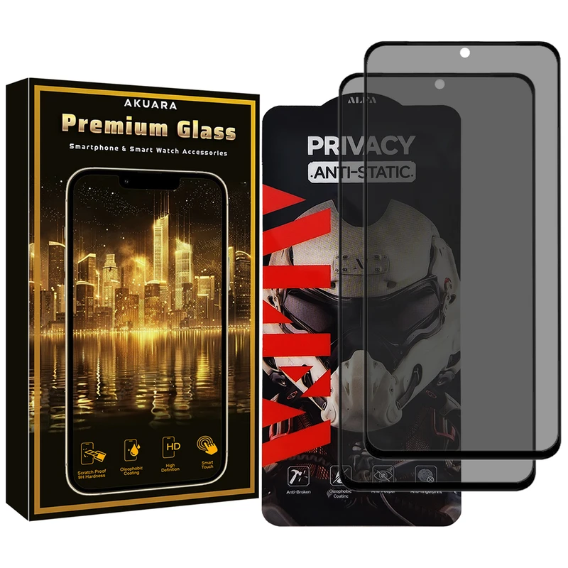 محافظ صفحه نمایش حریم شخصی آکوآرا مدل Premium P2 مناسب برای گوشی موبایل شیائومی Poco X5 Pro / Redmi Note 12 Pro 4G / Redmi Note 12 Pro 5G مجموعه دو عددی
