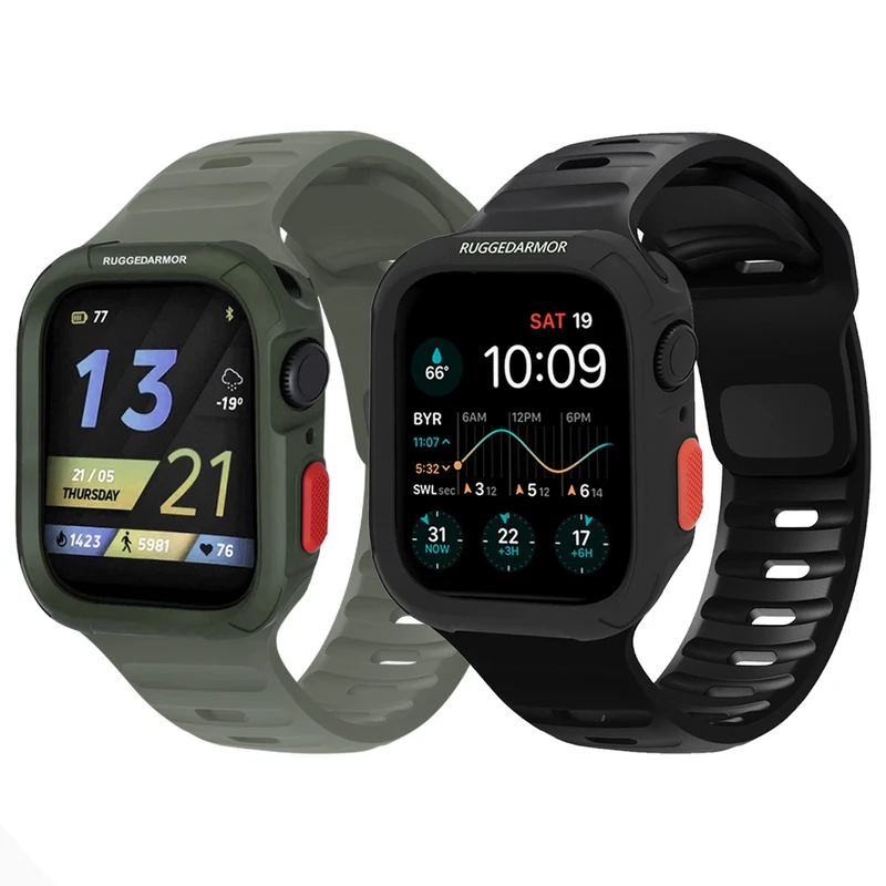 بند اسپریگ مدل Spig Rugged Armor مناسب برای اپل واچ 46 mm سری 10 به همراه کاور