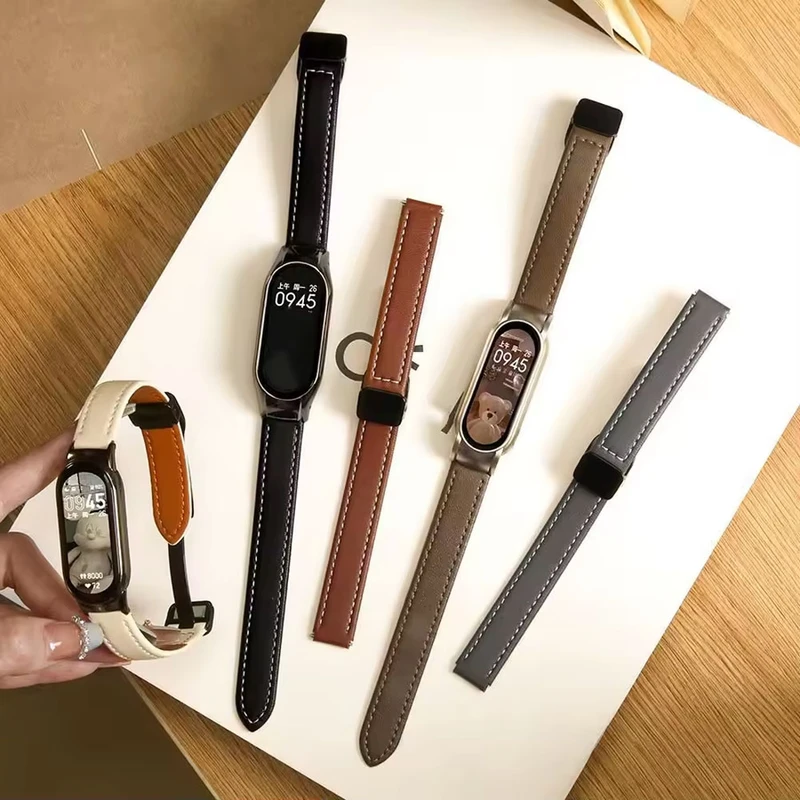 بند آکوآرا مدل Magnetic Leather مناسب برای مچ‌بند هوشمند شیائومی Mi Band 9