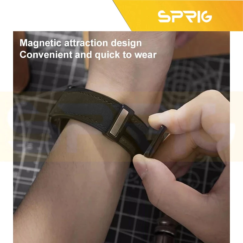 بند اسپریگ مدل Magnetic Soft Leather W8 مناسب برای ساعت هوشمند سامسونگ Galaxy Watch 8 40mm / 8 44mm