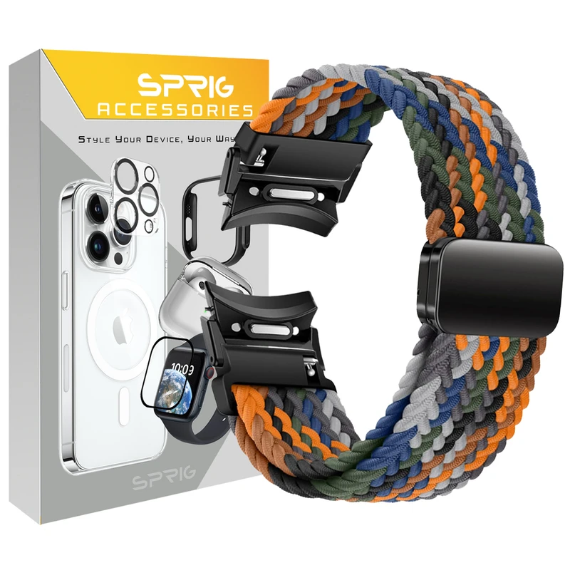 بند اسپریگ مدل Braided SL Magnet ORG مناسب برای ساعت هوشمند سامسونگ Galaxy Watch 4/5/6/7/FE size 40/43/44/46/47mm