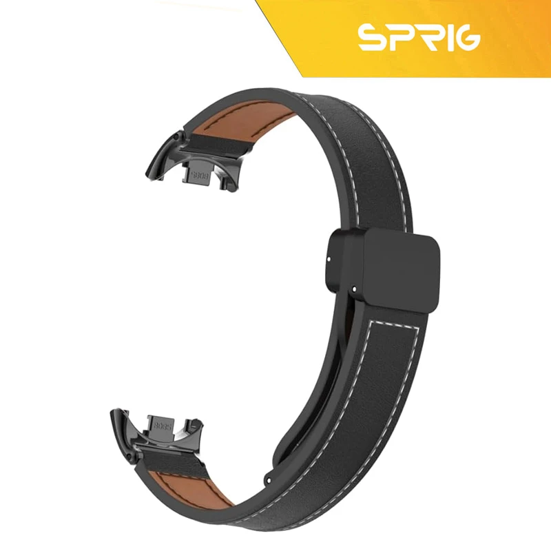 بند اسپریگ مدل Leather Magnet GU مناسب برای ساعت هوشمند شیائومی Mi band 8 12mm به همراه کاور